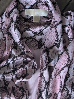 MICHAEL Michael Kors Pink and Black Snake-Print Blouse